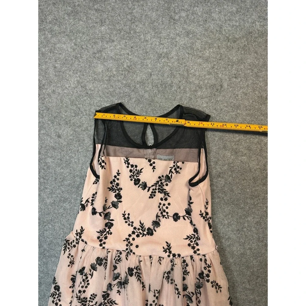 The Children's Place Floral Mesh Party Dress 12 Pink Black Embroidered Tulle